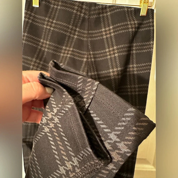 sanctuary x ANTHROPOLOGIE Dark Gray Plaid Skinny Ponte Knit Pant Elastic SMALL - Picture 6 of 14